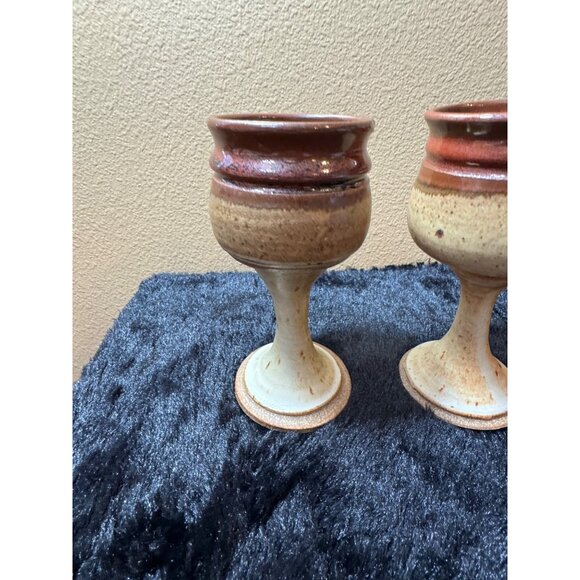 Michele Rigert Northwest Studio Pottery Goblets Sset of 2 Signed Oregon - Picture 2 of 7